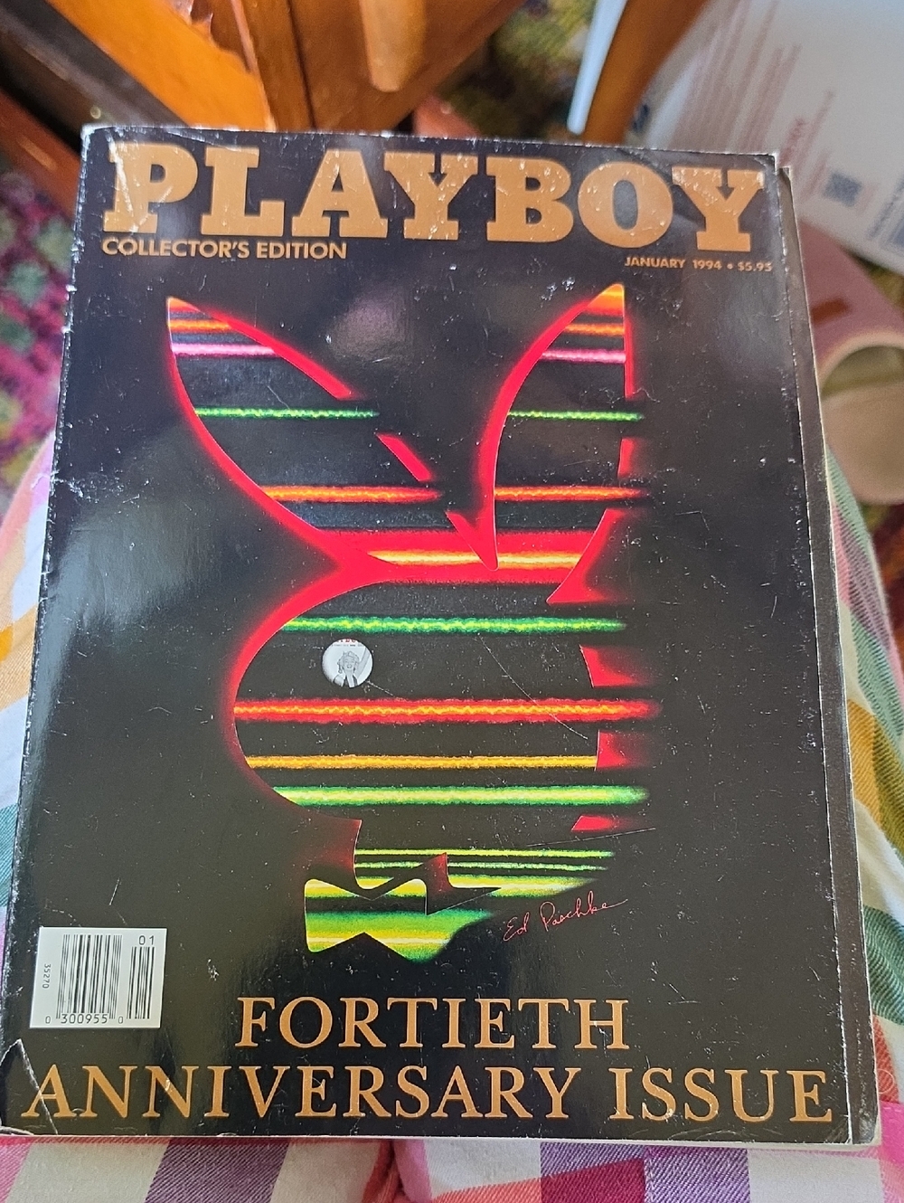 PLAYBOY Black Cover with Neon Red, Green, Yellow and Orange Bunny